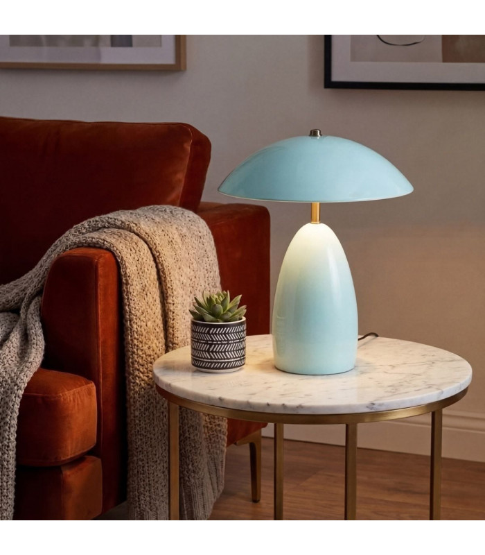 Poppy Integrated LED Medium Table Lamp Cerulean Light Blue 3000K-2