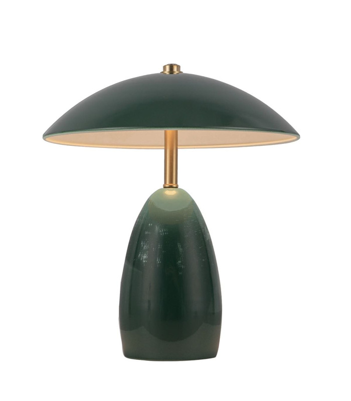 Poppy 12V Integrated LED Rechargeable Small Table Lamp Pine Green 3000K-1