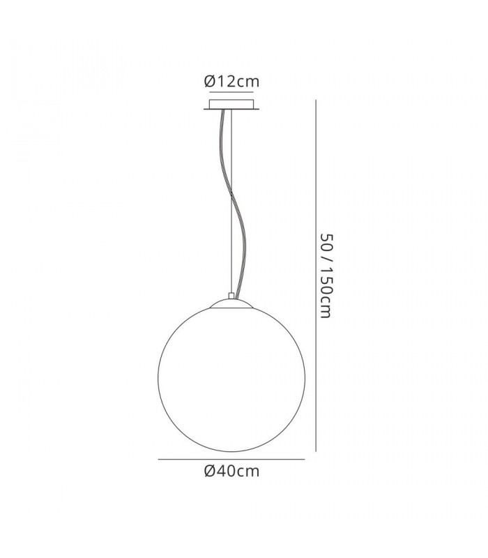 Globe Ceiling Pendant 40cm Round 1 x E27, Chrome - 2