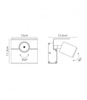 Surface Mounted Spotlight , Wall Light 1 x 7W LED 3000K, 500lm, Matt White , Black - 2