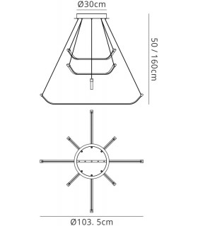 Ceiling LED Light 50W, 3900lm, 3000K Dimmable Polished Chrome, White Acrylic - 2