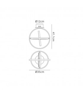 Semi Flush Ceiling Light Round 35cm, 3 Ring, 40W LED 3000K, 1510lm, White - 2