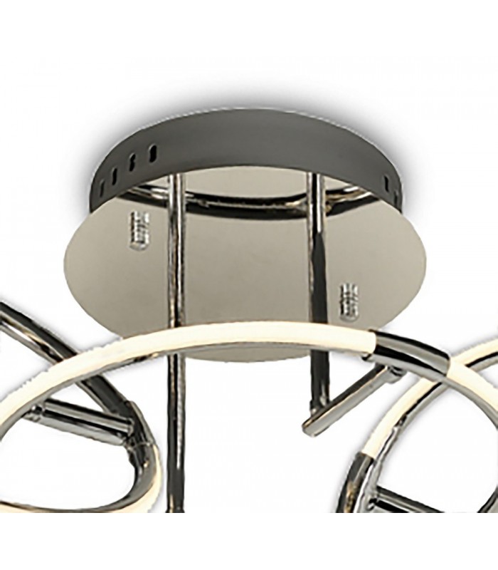 Semi Flush Ceiling Light 108cm x 35cm, 5 Ring, 59W LED 3000K, 2600lm, Chrome, RF Remote Control - 4