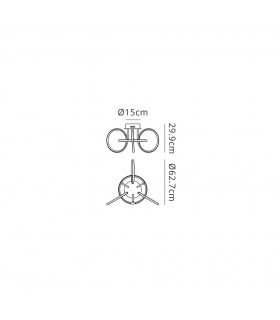Semi Flush Ceiling Light 63cm Diameter, 4 Ring, 46W LED 3000K, 2050lm, Chrome, Rf Remotre Control - 2