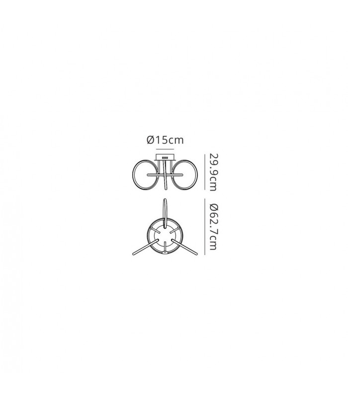 Semi Flush Ceiling Light 63cm Diameter, 4 Ring, 46W LED 3000K, 2050lm, Chrome, Rf Remotre Control - 2