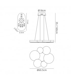 Ceiling Pendant 61cm Diameter 54W LED 3000K, 2650lm, RF Remote Control White - 2