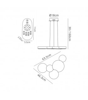 Ceiling Pendant 63.5cm x 46.3cm 43W LED 3000K, 2120lm, RF Remote Control White - 2