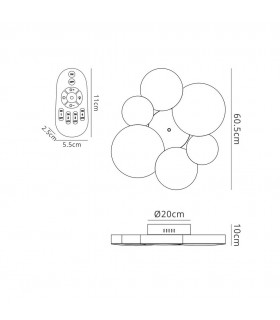 Flush Ceiling Light 61cm Diameter 54W LED 3000K, 2830lm, RF Remote Control White - 2