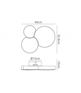 Flush Ceiling Light 40cm x 32.8cm 27W LED 3000K, 1430lm - 2