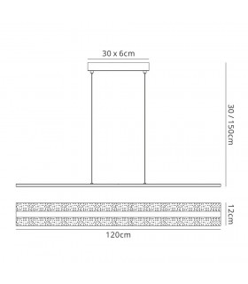 Ceiling Pendant Rectangular 120cm 48W LED 4000K, 3360lm, Chrome - 2