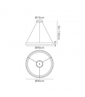 Dimmable Ring Ceiling Pendant 90cm Round 60W LED 3000K, 4200lm, White - 2