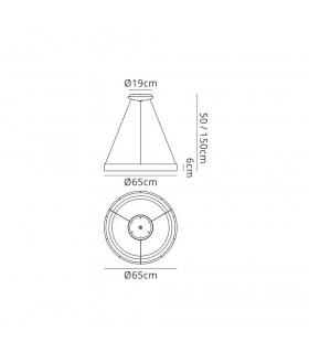Dimmable RIng Ceiling Pendant 65cm Round 50W LED 3000K, 3500lm, White - 2