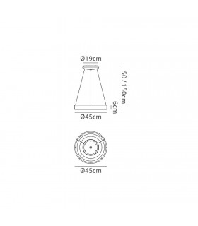 Dimmable Ring Ceiling Pendant 45cm Round 30W LED 3000K, 2100lm, White - 2