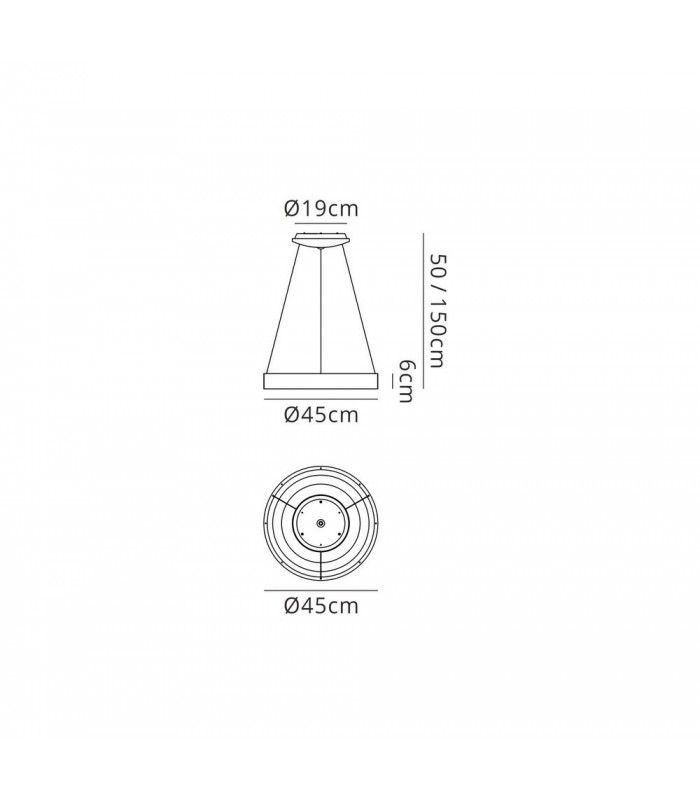 Dimmable Ring Ceiling Pendant 45cm Round 30W LED 3000K, 2100lm, White - 2