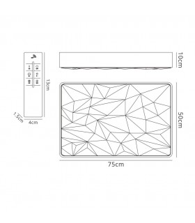 Flush Rectangular 60W LED 3000-6500K Tuneable, 4500lm, Remote Control White - 2