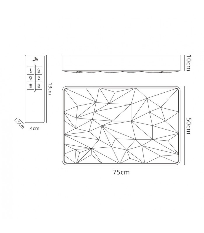 Flush Rectangular 60W LED 3000-6500K Tuneable, 4500lm, Remote Control White - 2