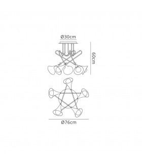 Ceiling 5 Light E27, Gold - 2