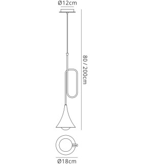 Ceiling Pendant 1 Light E27, Gold - 2