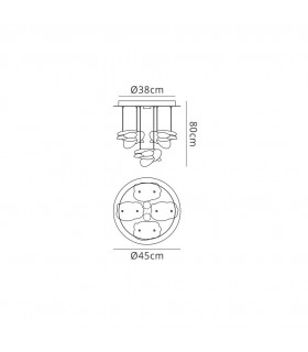 Ceiling Cluster Pendant 45cm Round 4 + 2 Lights 24W + 10W LED 3000K, 2800lm, Chrome - 2