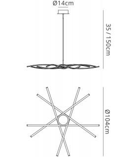 Ceiling Pendant 100cm Round 60W 3000K, 4800lm, Dimmable Silver, Frosted Acrylic, Polished Chrome - 2