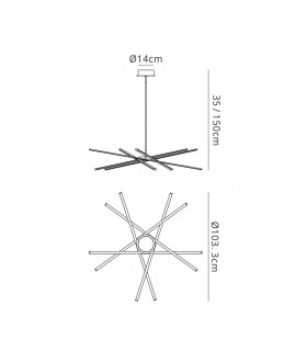 Ceiling Pendant 100cm Round 60W 3000K, 4800lm, Dimmable Silver, Frosted Acrylic, Polished Chrome - 2