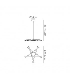 Ceiling Pendant 69cm Round 42W 3000K, 3700lm, Silver, Frosted Acrylic, Polished Chrome - 2