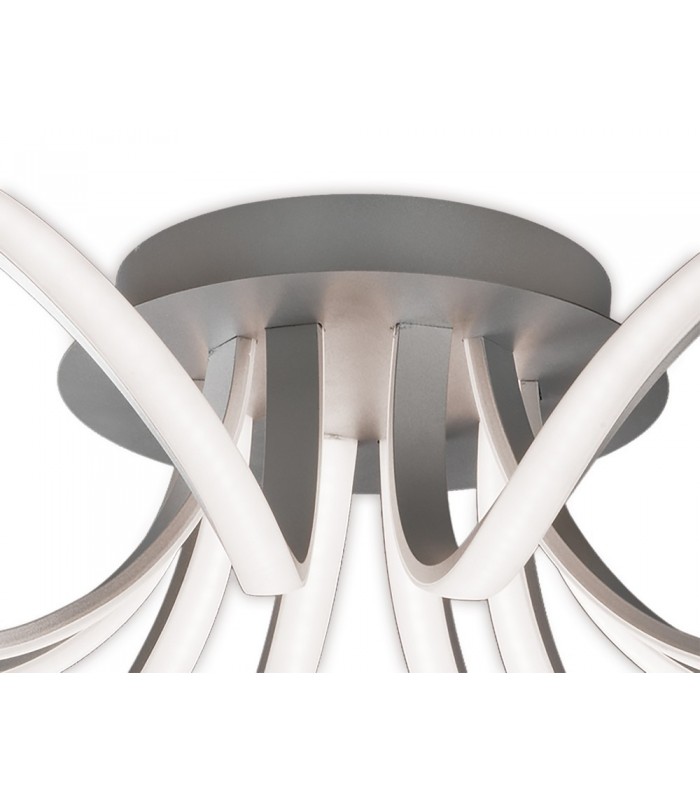 Ceiling 74cm Round 5 Looped Arms 60W LED 3000K, 4800lm, Dimmable Silver, Frosted Acrylic, Polished Chrome - 3