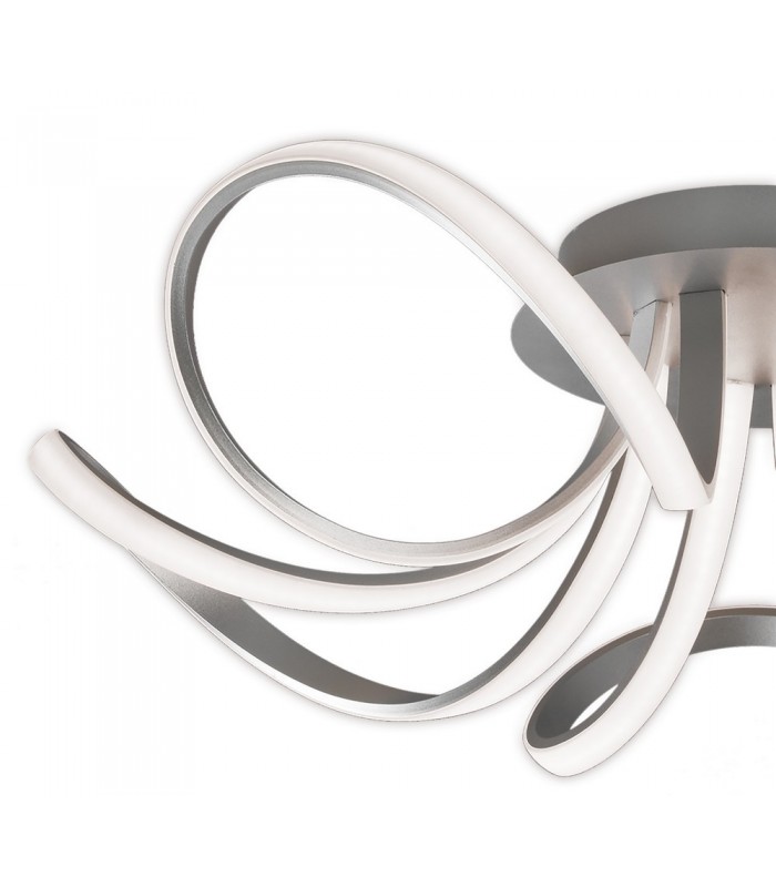 Ceiling 74cm Round 5 Looped Arms 60W LED 3000K, 4800lm, Dimmable Silver, Frosted Acrylic, Polished Chrome - 4