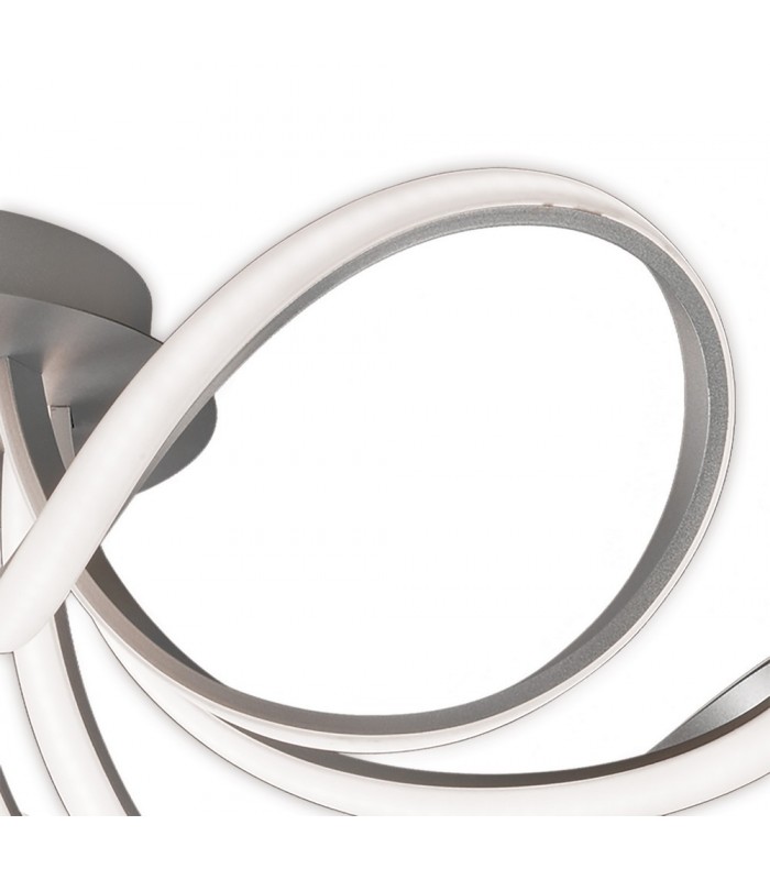 Ceiling 74cm Round 5 Looped Arms 60W LED 3000K, 4800lm, Dimmable Silver, Frosted Acrylic, Polished Chrome - 5