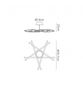 Ceiling 70.5cm Round 42W 3000K, 3700lm, Dimmable, Silver, Frosted Acrylic, Polished Chrome - 2