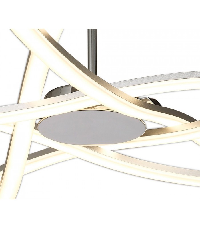 Ceiling 70.5cm Round 42W 3000K, 3700lm, Dimmable, Silver, Frosted Acrylic, Polished Chrome - 4