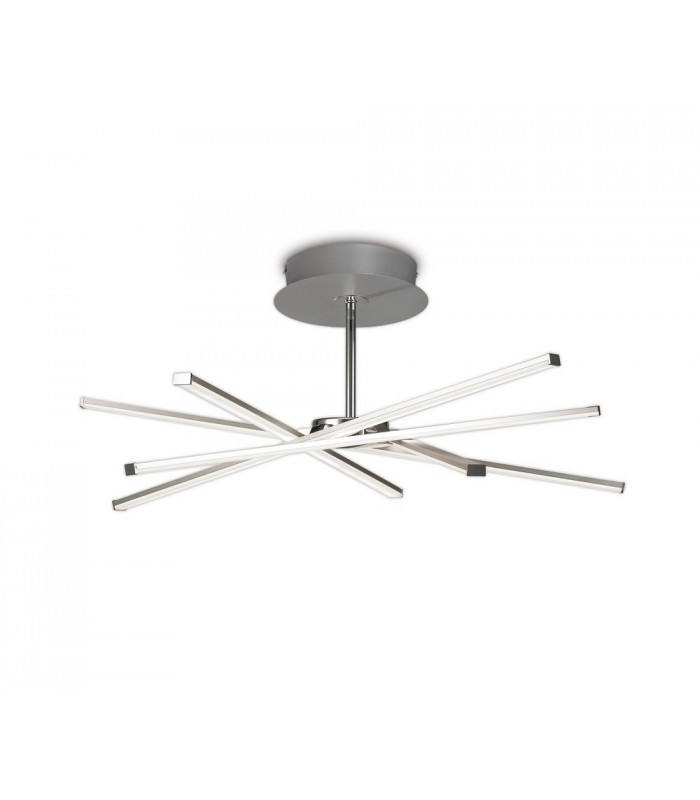 Ceiling 70.5cm Round 42W 3000K, 3700lm, Dimmable, Silver, Frosted Acrylic, Polished Chrome - 4