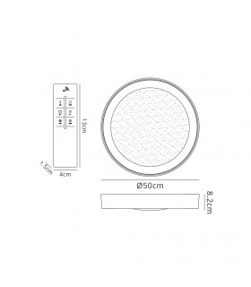 Flush Ceiling Light 50cm Round 40W LED 3000-6500K Tuneable, 1920lm, Remote Control Chrome, Acrylic - 2