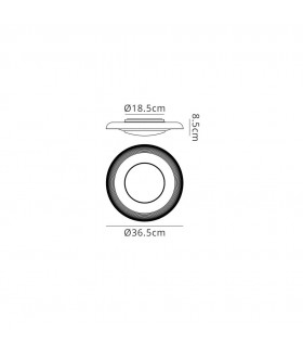 Flush Ceiling Light 36.5cm Round 12W LED 4000K, 960lm, White - 2