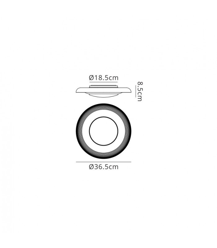 Flush Ceiling Light 36.5cm Round 12W LED 4000K, 960lm, White - 2