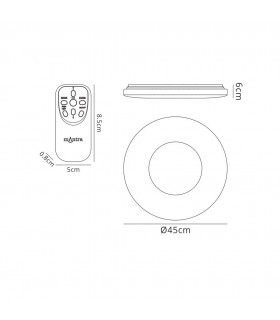 Flush Ceiling Light 45cm Round 48W LED 3000-6500K Tuneable, 3500lm, Remote Control Chrome, White - 2