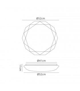 Flush Ceiling Light 51.5cm, Round 54W LED, 3000K, 3900lm - 2