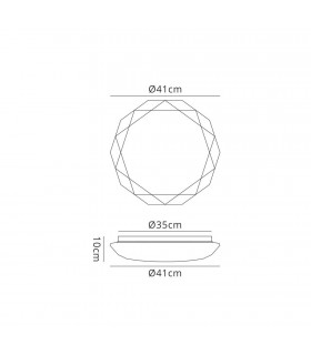 Flush Ceiling Light 41cm, Round 36W LED, 3000K, 2600lm - 2