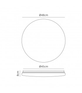 Flush Ceiling Light 48cm Round 50W LED 5000K, 3800lm, White - 2