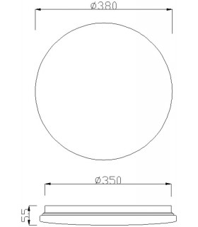 Flush Ceiling Light 38cm Round 36W LED 5000K, 2450lm, White - 2