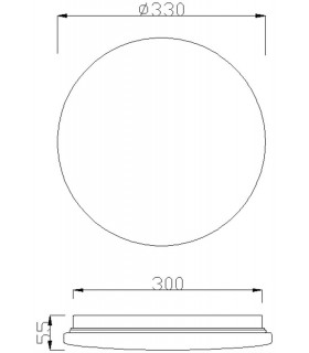 Flush Ceiling Light 33cm Round 24W LED 3000K, 1600lm, White - 2