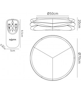 Flush Ceiling Light 70cm Round 60W LED 3000-6500K Tuneable, 4200lm, Remote Control White - 2