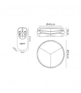 Flush Ceiling Light 54cm Round 55W LED 3000-6500K Tuneable, 3800lm, Remote ControlWhite - 2