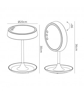 Table Lamp 6W LED 3000K, 4000K, 5000K 400lm, Dimmable, White with Mirror - 2