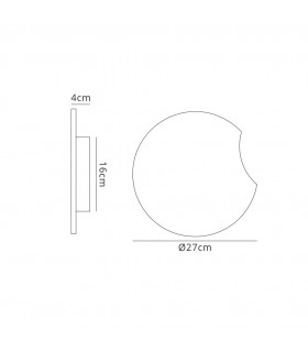 Wall Lamp 27cm Round, 1260lm, 16W LED 3000K Matt White, Acrylic - 2