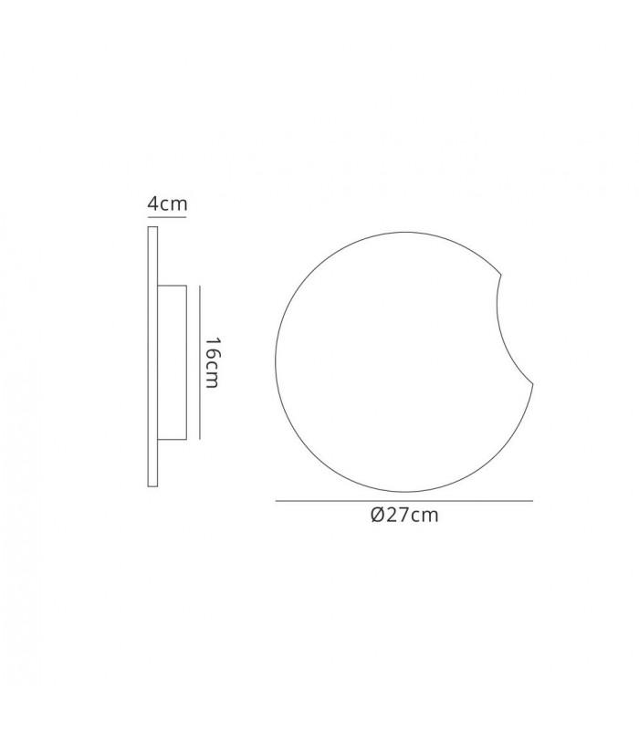 Wall Lamp 27cm Round, 1260lm, 16W LED 3000K Matt White, Acrylic - 2