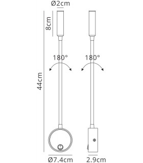 Wall Lamp , Reader 1L 3W LED Round Head Spot, 3000K, 135lm, Round Base Matt White - 2