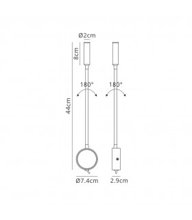 Wall Lamp , Reader 1L 3W LED Round Head Spot, 3000K, 135lm, Round Base Matt Black - 2