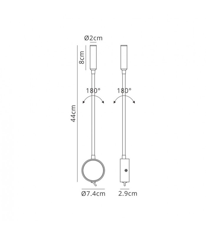 Wall Lamp , Reader 1L 3W LED Round Head Spot, 3000K, 135lm, Round Base Matt Black - 2