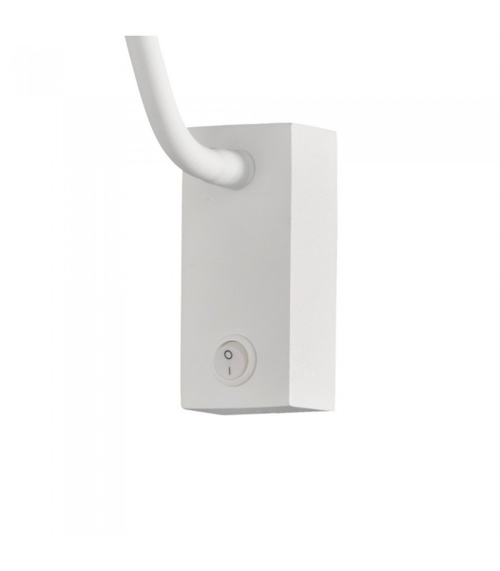 Wall Lamp , Reader 1L 3W LED Square Head Spot, 3000K, 135lm, Round Base Matt White - 3